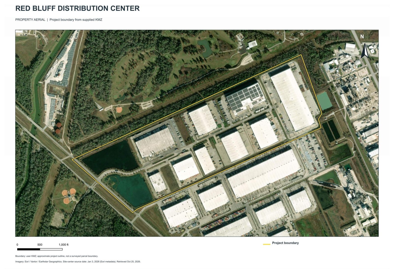 Approximate project area for Red Bluff Distribution Center Phase I